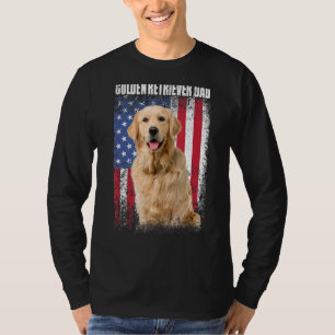 Camiseta Hombres Vintage American Flag Golden Retriever Dad