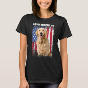 Camiseta Hombres Vintage American Flag Golden Retriever Dad