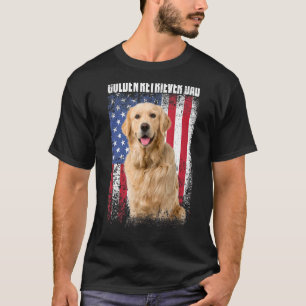 Camiseta Hombres Vintage American Flag Golden Retriever Dad