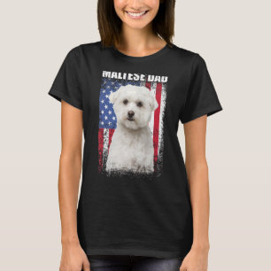Camiseta Hombres Vintage Bandera Americana Maltesa Papá Per