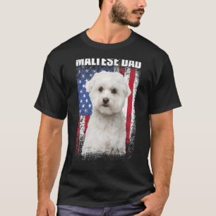 Camiseta Hombres Vintage Bandera Americana Maltesa Papá Per