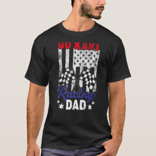 Camiseta Hombres Vintage Bandera Estadounidense Go Kart Car