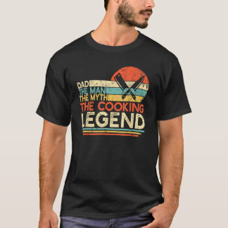 Camiseta Hombres Vintage Cocinando Papá El Hombre El Mito L