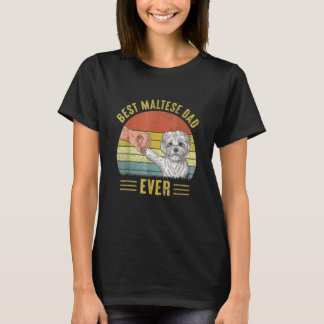 Camiseta Hombres Vintage Mejor Perro Maltés Papá Jamás Puño