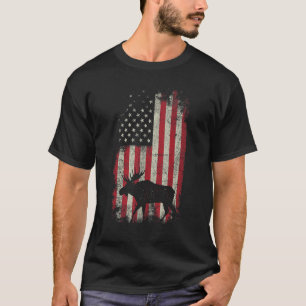 Camiseta Hombres Vintage Moose 4 De Julio Patriótico Eeuu A