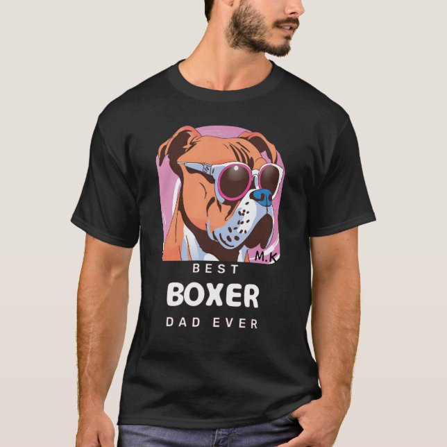 Camiseta Hombres Vintage Retro Boxer Dog Lover Dad (Anverso)