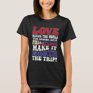 Camiseta Hombres y mujeres con bandera filipina cortan hilo