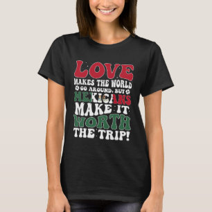 Camiseta Hombres y mujeres de la bandera de México cuelgan