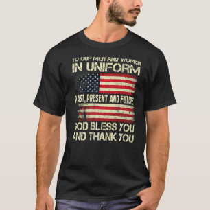 Camiseta Hombres Y Mujeres En Uniforme Dios Te Bendiga Usa 