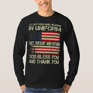Camiseta Hombres Y Mujeres En Uniforme Dios Te Bendiga Usa