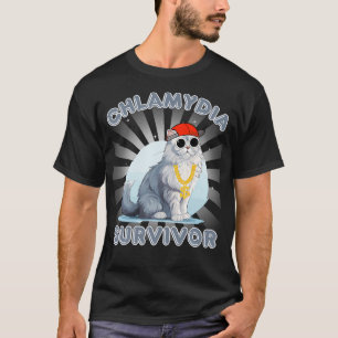 Camiseta Hombres Y Mujeres Humor Gato Meme Chlamydia Sobrev