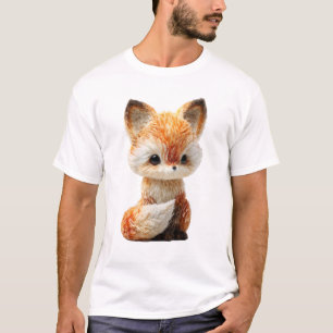 Camiseta Hombres Zorro Bebé Naranja Adorable y Esponjoso