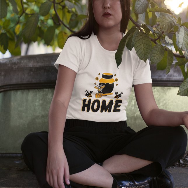 Camiseta "HOME" de personalizado Bee and Honey Jar (Cartoon Bee and Honey Jar "HOME" )
