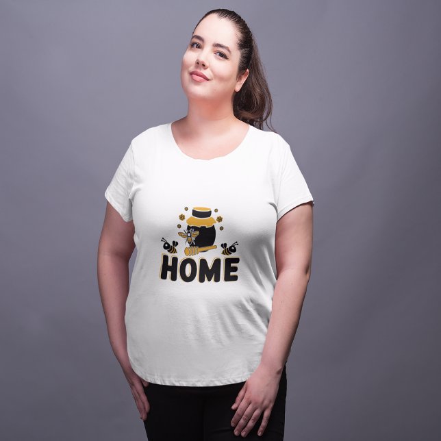 Camiseta "HOME" de personalizado Bee and Honey Jar (Cartoon Bee and Honey Jar "HOME" T-Shirt Sweatshirt)