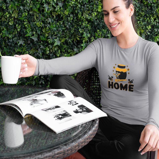 Camiseta "HOME" de personalizado Bee and Honey Jar (Cartoon Bee and Honey Jar "HOME" T-Shirt)