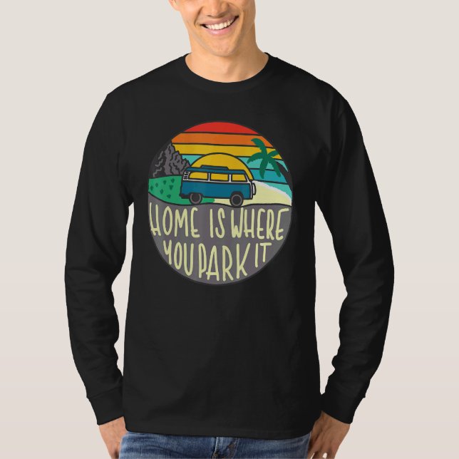 Camiseta Home Es Donde Estacione El Camper Van Retro Classi (Anverso)