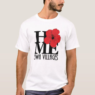 Camiseta HOME Ewa Villages Red Hibiscus (huella frontal)