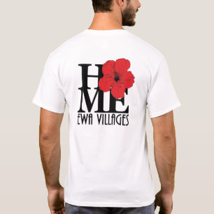 Camiseta HOME Ewa Villages Red Hibiscus (impresión posterio