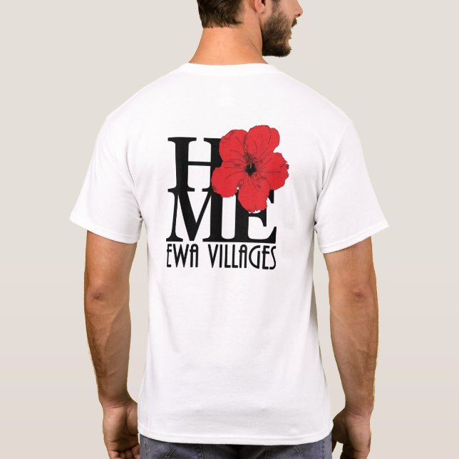 Camiseta HOME Ewa Villages Red Hibiscus (impresión posterio (Reverso)