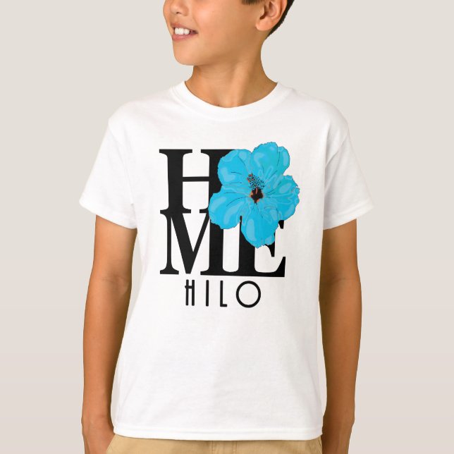 Camiseta HOME Hilo Hawaii Blue Hibiscus (Anverso)
