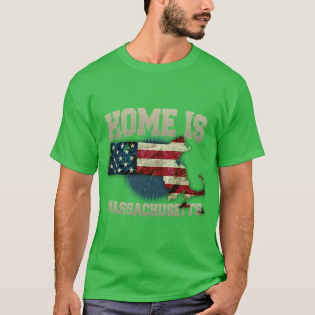 Camiseta Home is Massachusetts USA US map gift unique fans  (Anverso)