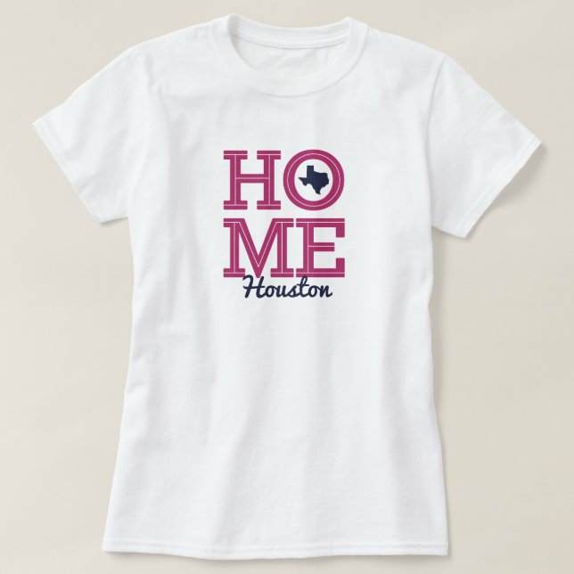 Camiseta HOME - Letras audaces y Texas dan forma al rosa az (Diseño del anverso)