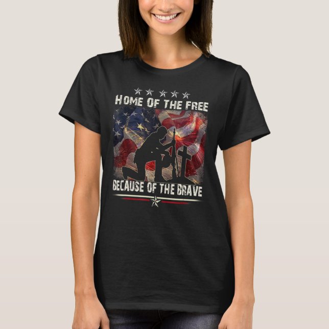 Camiseta Home Of The Free Because Of The Brave   Proud Vete (Anverso)