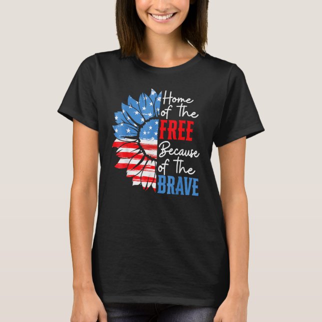 Camiseta Home Of The Free Because Of The Brave Sunflower 4t (Anverso)