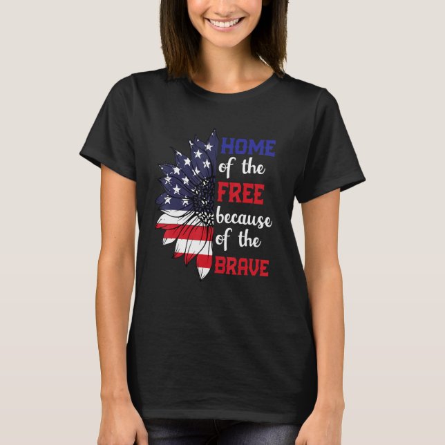 Camiseta Home Of The Free Because Of The Brave Sunflower US (Anverso)