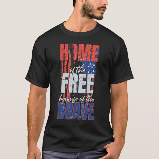 Camiseta Home Of The Free Because Of The Brave USA Flag (Anverso)