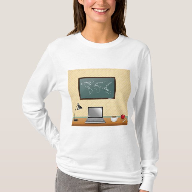 Camiseta Home Office Desk Laptop Coffee (Anverso)