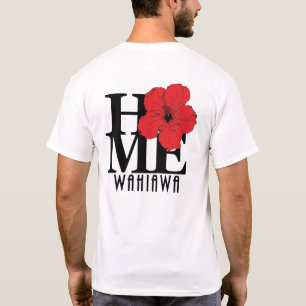 Camiseta HOME Wahiawa Hawaii Red Hibiscus (huella dactilar)