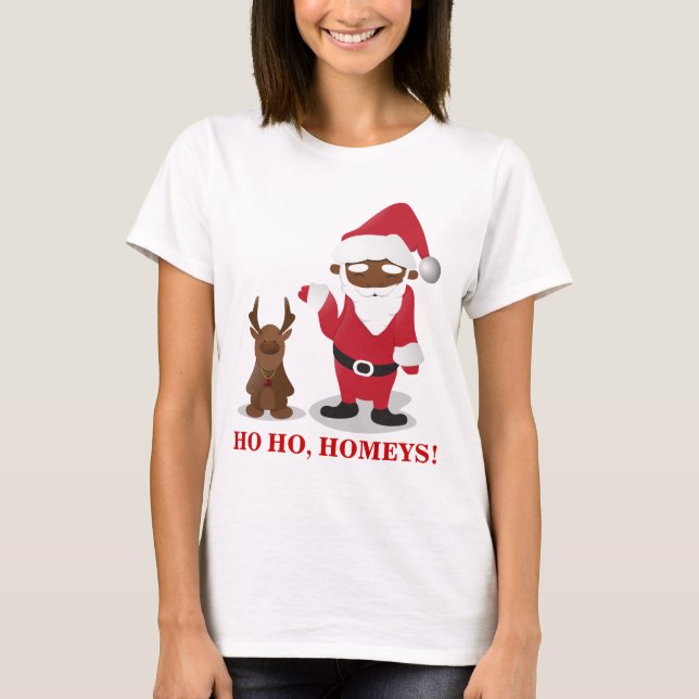 Camiseta Homeboys de las Felices Navidad: Santa negro y (Anverso)