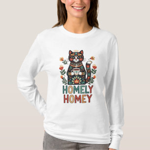 Camiseta Homely Homey acogedor diseño de gatos