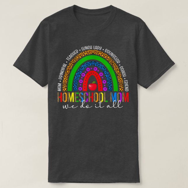 Camiseta Homeschoa de mamá con arcoiris (Diseño del anverso)