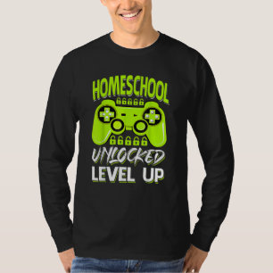 Camiseta Homeschool Desbloqueado Nivel Arriba Video Gamer D