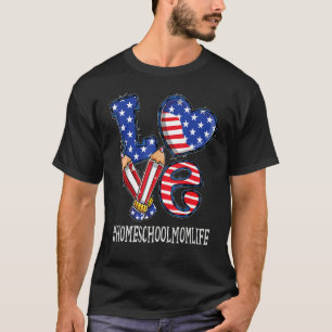 Camiseta Homeschool Mom Love Usa Flag Fireworks 4Of Ju
