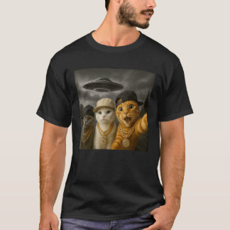 Camiseta Homies Graciosos Gato Selfie OVNI Hip Hop Rap Homb