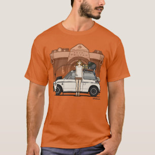 Camiseta Honda N600 Rally Kei Car con la chica Asahi Penta