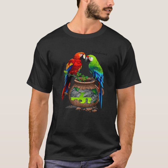 Camiseta Honduras Copan loros mayas (Anverso)