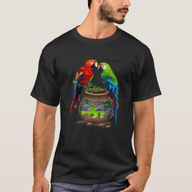 Camiseta Honduras Copan maya loros (Anverso)