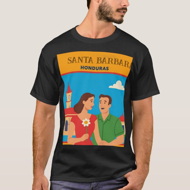 Camiseta  Honduras Santa Barbara Retro poster (Anverso)
