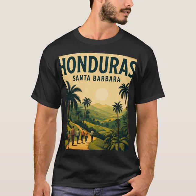 Camiseta  Honduras Santa Barbara Retro poster (Anverso)