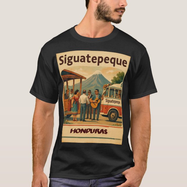 Camiseta  Honduras SIGUATEPEQUE Retro poster (Anverso)