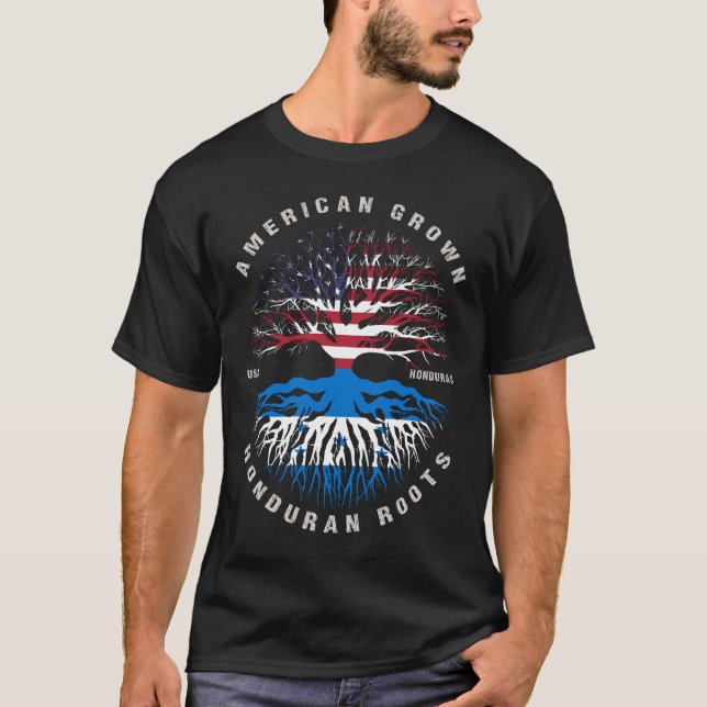 Camiseta Hondureño adulto norteamericano remonta la bandera (Anverso)