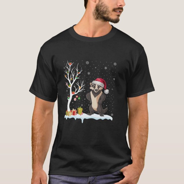 Camiseta Honey Badger Santa Hat Festividad del árbol Christ (Anverso)