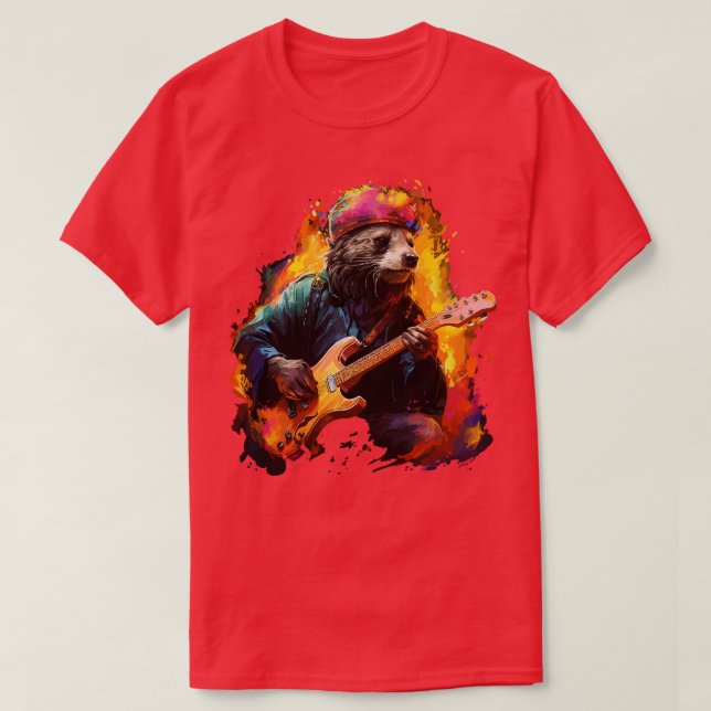 Camiseta Honey Badger tocando la guitarra (Diseño del anverso)