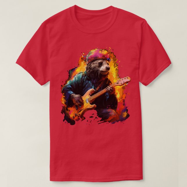 Camiseta Honey Badger tocando la guitarra (Diseño del anverso)