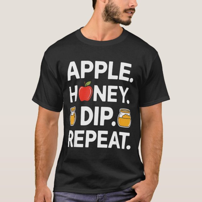 Camiseta Honey Dip Repeat Funny Rosh Hashanah Jewish New Ye (Anverso)