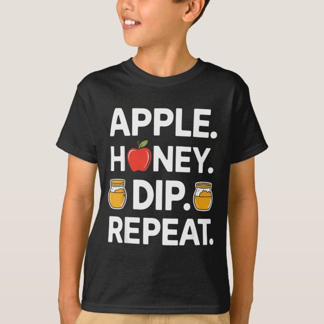 Camiseta Honey Dip Repeat Funny Rosh Hashanah Jewish New Ye (Anverso)